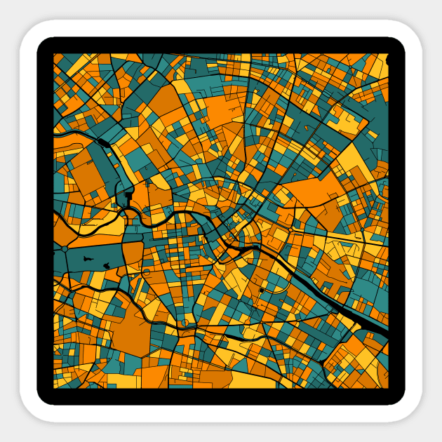 Berlin Map Pattern in Orange & Teal Sticker by PatternMaps